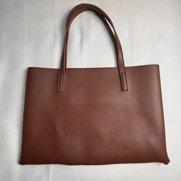Vince Camuto Luck Brown Black Vegan Leather Tote Bag - Picture 2 of 7